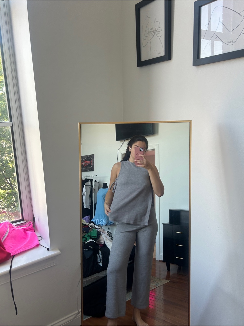 Gray Knit Two-Piece Lounge Set